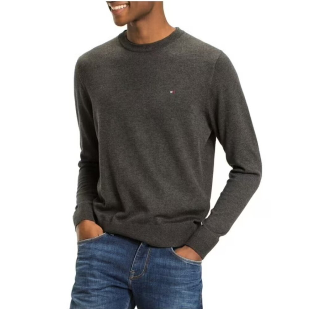 Tommy Hilfiger Gray Cotton Crewneck Sweater